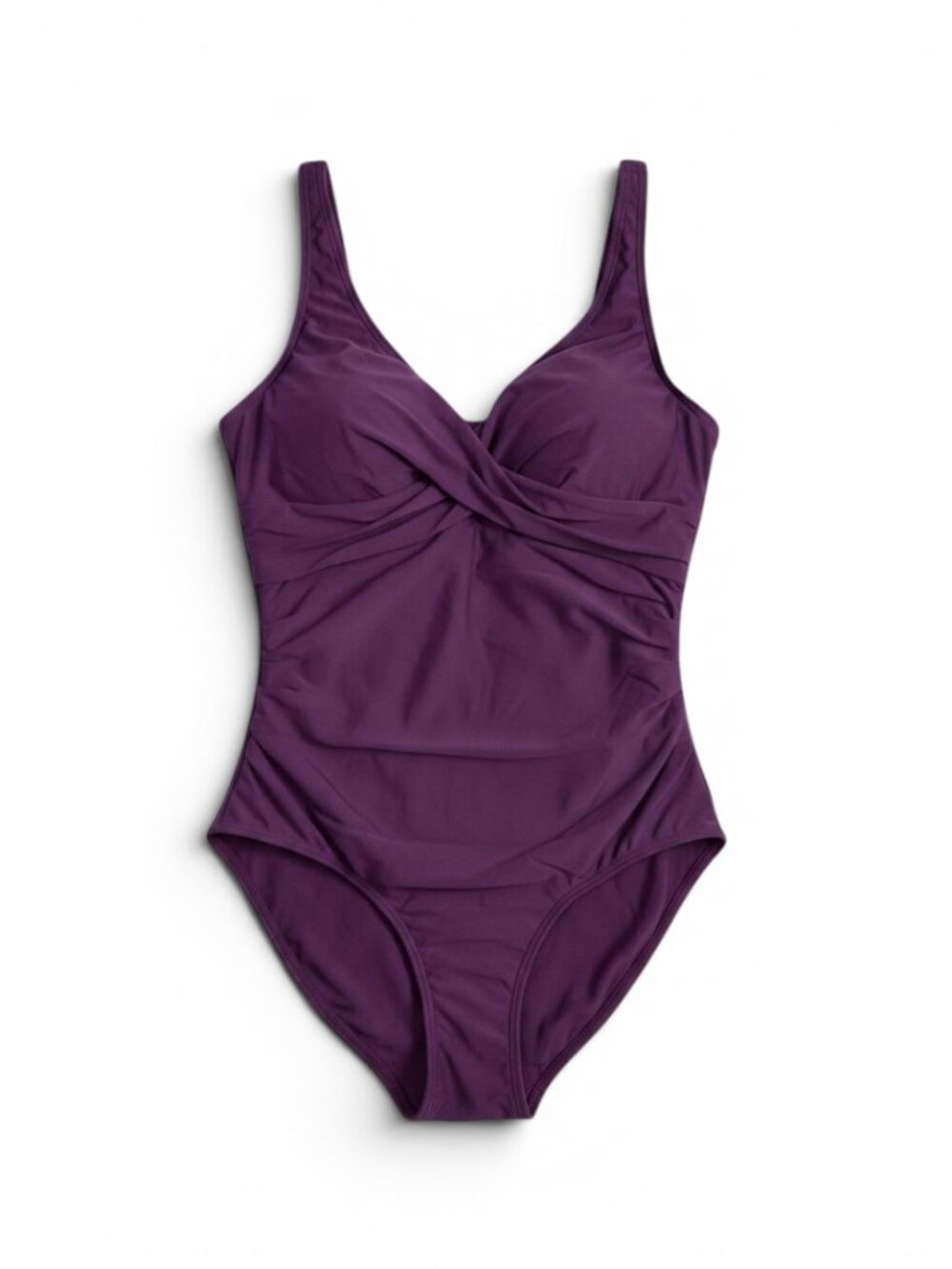 Purple Twist-Front One-Piece Swimsuit